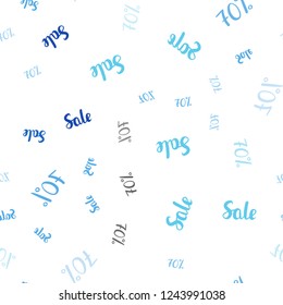 Light BLUE vector seamless background with 70 % signs of sales. Gradient illustration with discount signs on white backdrop. Backdrop for ads, leaflets of Black Friday.