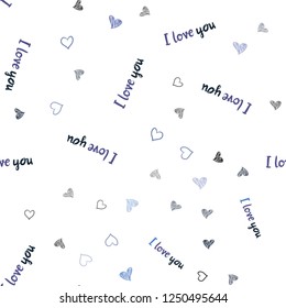 Light BLUE vector seamless background with hearts. Illustration with hearts in love concept for valentine's day. Pattern can be used for valentine's ad, booklets.