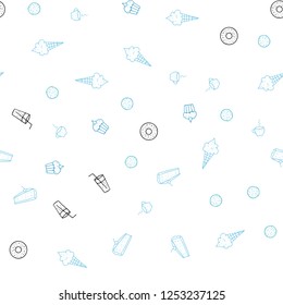 Light BLUE vector seamless background with tasty food. Beautiful colored illustration with food in doodle style. Pattern for menu of cafes, bars, restaurants.