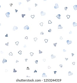 Light BLUE vector seamless background with hearts. Hearts on blurred abstract background with colorful gradient. Beautiful design for your business advert of anniversary.