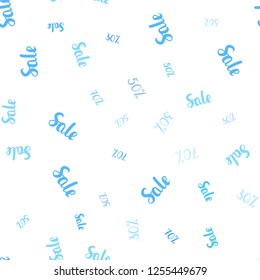 Light BLUE vector seamless background with 30, 50, 70 % signs of sales. Gradient illustration with discount signs on white backdrop. Template for season sales, shopping ads.