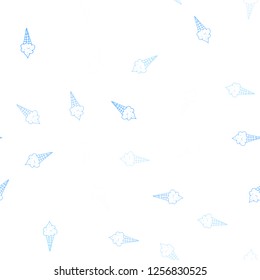Light BLUE vector seamless background with ice-cream cones. Decorative illustration with ice-cream on abstract template. Template of a black hot beverage in a cafe.
