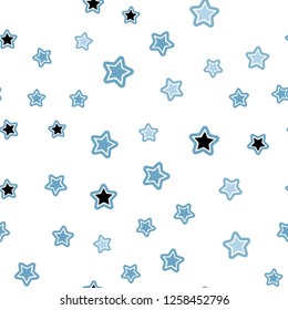 Light BLUE vector seamless background with colored stars. Stars on blurred abstract background with gradient. Design for textile, fabric, wallpapers.