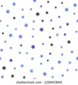 Light BLUE vector seamless background with xmas snowflakes. Glitter abstract illustration with crystals of ice. Template for business cards, websites.