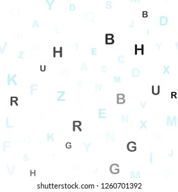 Light BLUE vector seamless background with signs of alphabet. Colored alphabet signs with gradient on white background. Design for wallpaper, fabric makers.