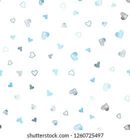 Light BLUE vector seamless background with hearts. Glitter abstract illustration with colorful hearts in romantic style. Beautiful design for your business advert of anniversary.