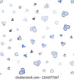 Light BLUE vector seamless background with hearts. Illustration with hearts in love concept for valentine's day. Template for Valentine's greeting postcards.