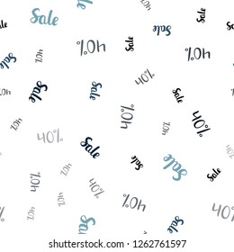 Light BLUE vector seamless background with 40 % signs of sales. Colorful set of  percentage signs in simple style. Backdrop for ads, leaflets of Black Friday.