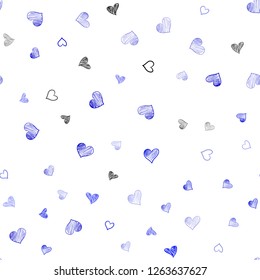 Light BLUE vector seamless background with hearts. Illustration with hearts in love concept for valentine's day. Pattern for carnival, festival romantic leaflets.