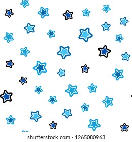 Light BLUE vector seamless background with colored stars. Modern geometrical abstract illustration with stars. Design for textile, fabric, wallpapers.