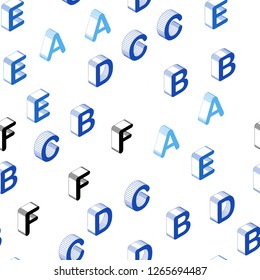 Light BLUE vector seamless background with 3D signs of alphabet. Abstract illustration with 3D ABC symbols. Design for textile, fabric, wallpapers.