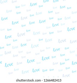 Light BLUE vector seamless background with words of love. Colorful illustration with quote LOVE YOU in celebration style. Design for wallpaper, fabric makers.