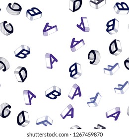 Light BLUE vector seamless background with 3D signs of alphabet. Abstract illustration with 3D ABC symbols. Texture for window blinds, curtains.