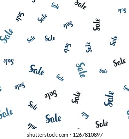 Light BLUE vector seamless background with words of sales. Colored words of sales with gradient on white background. Design for business ads, commercials.