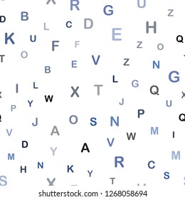 Light BLUE vector seamless background with signs of alphabet. Shining colorful illustration with isolated letters. Pattern for trendy fabric, wallpapers.