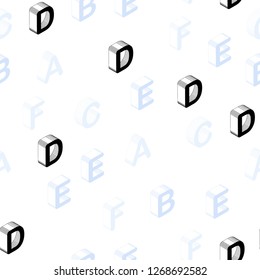 Light BLUE vector seamless background with 3D signs of alphabet. Colorful gradient design in 3D style with signs of alphabet. Design for wallpaper, fabric makers.