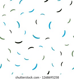 Light Blue, vector seamless background with curved lines. Shining colorful illustration in simple style. Elegant pattern for a brand book.