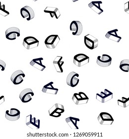 Light BLUE vector seamless background with 3D signs of alphabet. Colorful gradient design in 3D style with signs of alphabet. Design for wallpaper, fabric makers.
