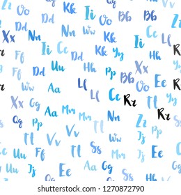 Light BLUE vector seamless background with signs of alphabet. Modern geometrical illustration with ABC english symbols. Design for textile, fabric, wallpapers.