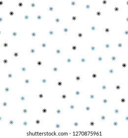 Light BLUE vector seamless background with xmas snowflakes. Colorful decorative design in xmas style with snow. Template for business cards, websites.