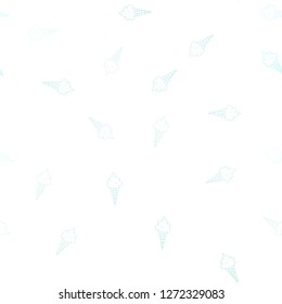Light BLUE vector seamless background with ice-cream cones. Glitter abstract sketch with ice-cream cones. Pattern for menu of cafes and restaurants.