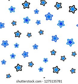 Light BLUE vector seamless background with colored stars. Modern geometrical abstract illustration with stars. Texture for window blinds, curtains.