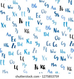 Light BLUE vector seamless background with signs of alphabet. Modern geometrical illustration with ABC english symbols. Design for wallpaper, fabric makers.