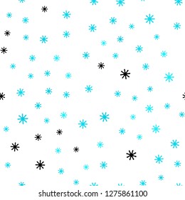 Light BLUE vector seamless background with xmas snowflakes. Colorful snowflakes with gradient on abstract background. Design for wallpaper, fabric makers.