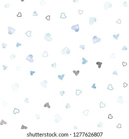 Light BLUE vector seamless background with hearts. Beautiful colored illustration with hearts in celebration style. Beautiful design for your business advert of anniversary.