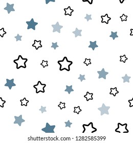 Light BLUE vector seamless background with colored stars. Glitter abstract illustration with colored stars. Pattern for trendy fabric, wallpapers.