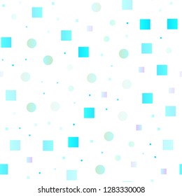 Light BLUE vector seamless background with circles, rectangles. Illustration with set of shining colorful abstract circles, cubes. Trendy design for wallpaper, fabric makers.