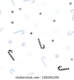 Light BLUE vector seamless background with sweet xmas lollipops.