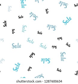 Light BLUE vector seamless background with words of sales. Colorful set of  percentage signs in simple style. Backdrop for ads, leaflets of Black Friday.