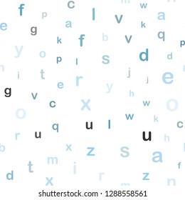 Light BLUE vector seamless background with signs of alphabet. Shining illustration with ABC symbols on abstract template. Pattern for trendy fabric, wallpapers.
