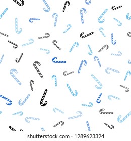 Light BLUE vector seamless background with tasty xmas sweets.