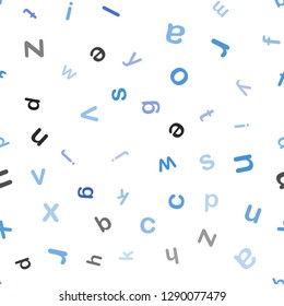 Light BLUE vector seamless background with signs of alphabet. Modern geometrical illustration with ABC english symbols. Pattern for design of fabric, wallpapers.