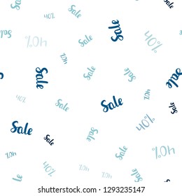 Light BLUE vector seamless background with 40 % signs of sales. Illustration with signs of sales on abstract template. Backdrop for mega promotions, discounts.