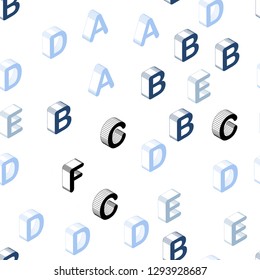 Light BLUE vector seamless background with 3D signs of alphabet. Shining colorful 3D illustration with isolated letters. Pattern for trendy fabric, wallpapers.