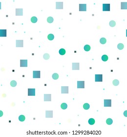 Light BLUE vector seamless background with circles, rectangles. Colorful illustration with circles, squares in nature style. Pattern for design of window blinds, curtains.