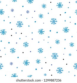 Light BLUE vector seamless background with xmas snowflakes. Modern geometrical abstract illustration with snowflakes. Trendy design for wallpaper, fabric makers.