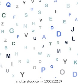 Light BLUE vector seamless background with signs of alphabet. Shining colorful illustration with isolated letters. Pattern for trendy fabric, wallpapers.