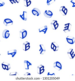 Light BLUE vector seamless background with 3D signs of alphabet. Shining colorful 3D illustration with isolated letters. Design for wallpaper, fabric makers.