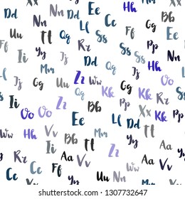 Light BLUE vector seamless background with signs of alphabet. Abstract illustration with colored latin alphabet. Pattern for trendy fabric, wallpapers.