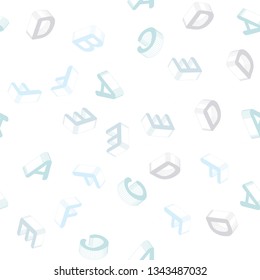 Light BLUE vector seamless background with 3D signs of alphabet. Abstract illustration with colorful 3D latin alphabet. Design for textile, fabric, wallpapers.