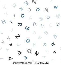 Light BLUE vector seamless background with signs of alphabet. Shining colorful illustration with isolated letters. Template for business cards, websites.
