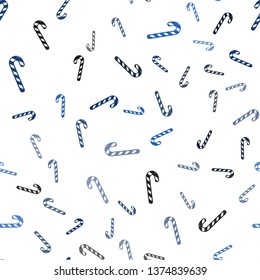 Light BLUE vector seamless background with sweet xmas lollipops.