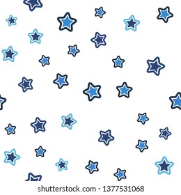 Light BLUE vector seamless background with colored stars. Glitter abstract illustration with colored stars. Template for business cards, websites.