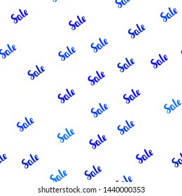 Light BLUE vector seamless background with words of sales. Shining colorful illustration with isolated selling prices. Backdrop for super sales on Black Friday.