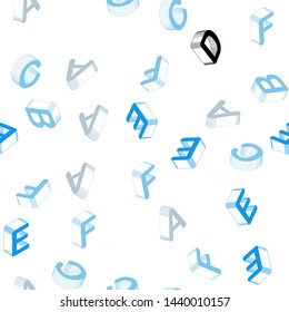 Light BLUE vector seamless background with 3D signs of alphabet. Shining colorful 3D illustration with isolated letters. Design for textile, fabric, wallpapers.