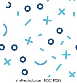 Light BLUE vector seamless cover with abstract shapes. Colorful seamless gradient with lines and signs of maths. Design for textile, fabric, wallpapers.